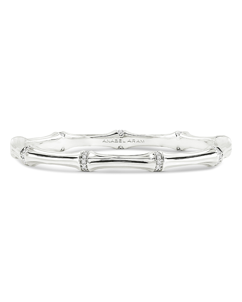 Anabel Aram Pave Bamboo Bangle Bracelet In Sterling Silver