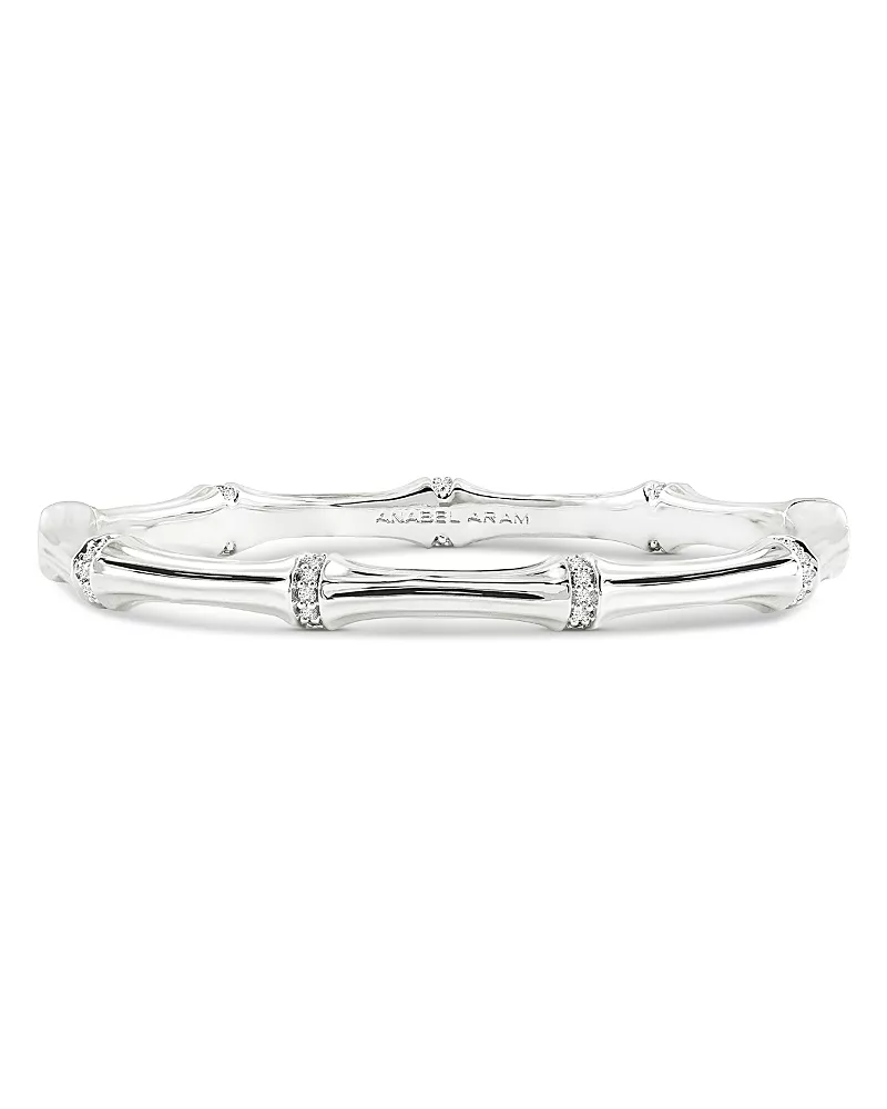 Anabel Aram Pave Bamboo Bangle Bracelet in Sterling Silver