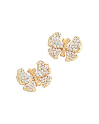 Pav&eacute; Butterfly Stud Earrings in 18K Gold Plated