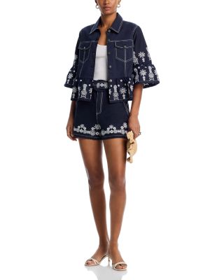 Betsy High Rise Wide Leg Ankle Jeans in Mazie Eyelet 