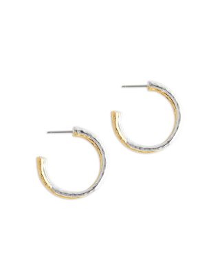 Farrier 18K Yellow Gold Plated & Sterling Silver Hoop Earrings, 1" diameter