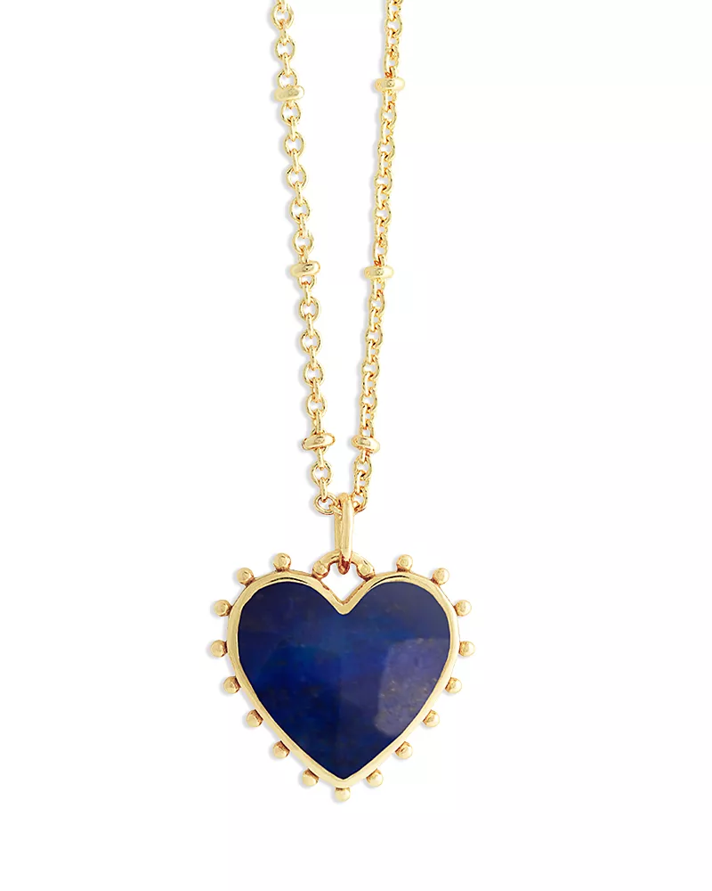 Anabel Aram Heart Stone 18K Yellow Gold Plated Stone Necklace, 19L