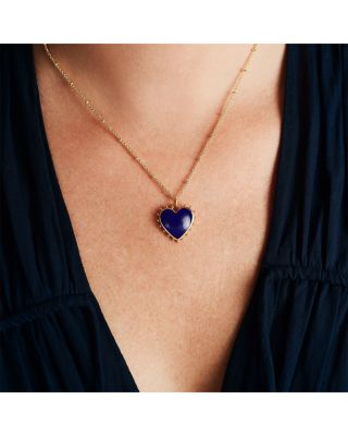 Heart Stone 18K Yellow Gold Plated Stone Necklace, 19"L