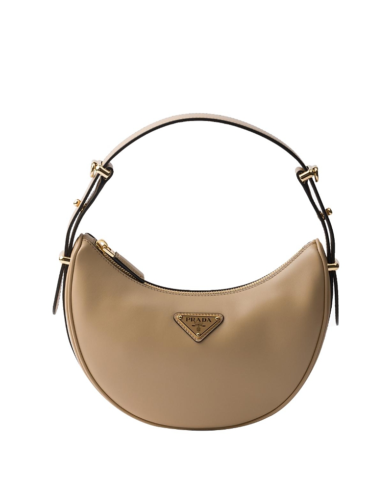 Shop Prada Arque Small Leather Shoulder Bag In Neutral