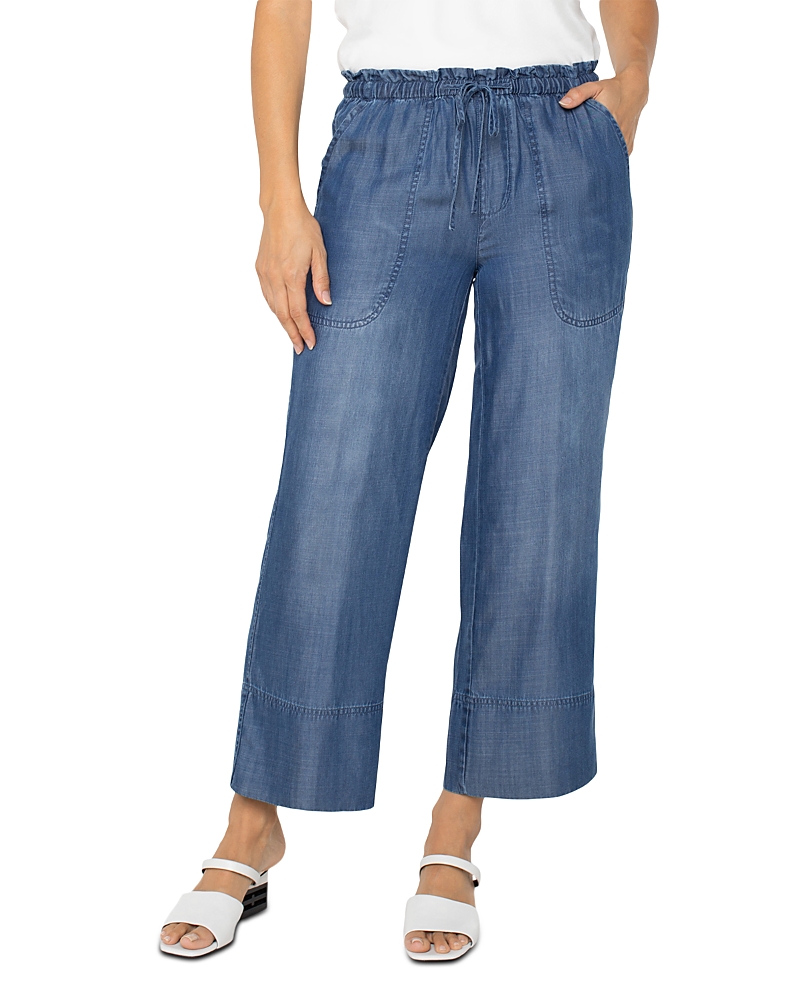 Liverpool Los Angeles Trendy Plus Size Chambray Pull-on Cropped Pants
