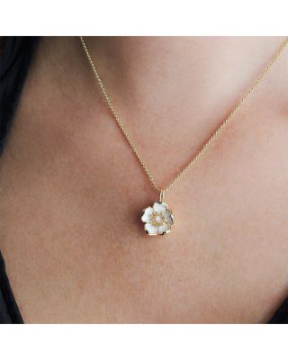Wildflowers Pav&eacute; Flower Pendant Necklace, 16"-17"