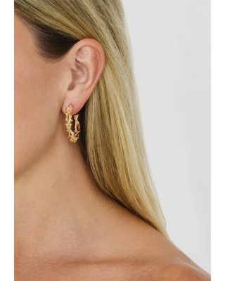 Pav&eacute; Coral Hoop Earrings 