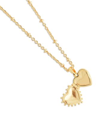 Small Heart Locket Pendant Necklace, 16"-17"