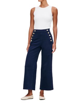 Hepburn High Rise Ankle Wide Leg Jeans in Bright Navy Twill