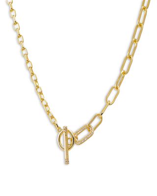 By Adina Eden - Pav&eacute; Accented Toggle Multi Chain Necklace, 15"
