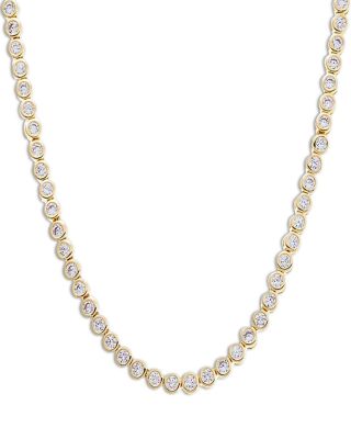 By Adina Eden - Cubic Zirconia Bezel Tennis Necklace, 16"