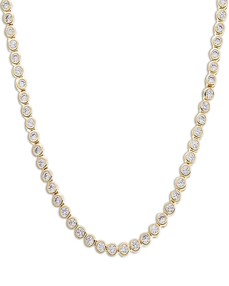 By Adina Eden Cubic Zirconia Bezel Tennis Necklace, 16