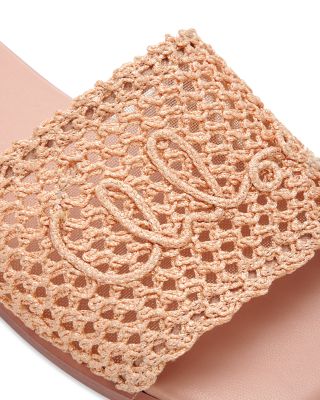 Women's Flower Raffia Slide Sandals