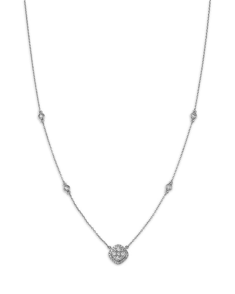 Bloomingdale's Fine Collection Diamond Halo Cluster Pendant Necklace In 14k White Gold, 0.5 Ct. T. W.