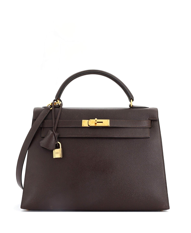 Pre-owned Pre-owned Hermes Hermes Kelly 32 Handbag Brown Courchevel With Gold Hardware In Ebene