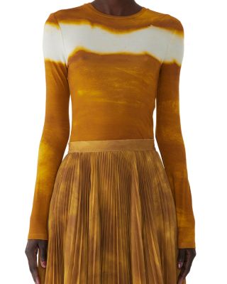 Painted Stripe Pleated Asymmetrical Skirt