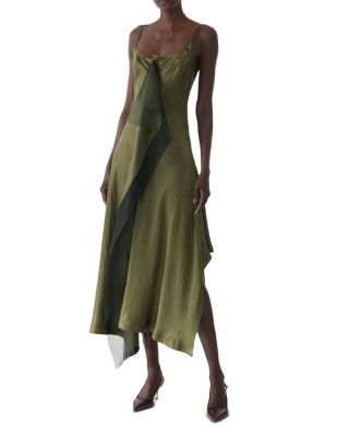 Crinkled Satin Slip Dress