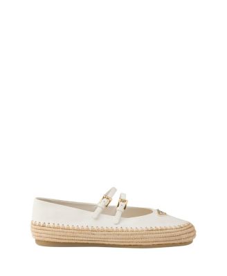 Women's Nappa Leather and Raffia Ballerinas