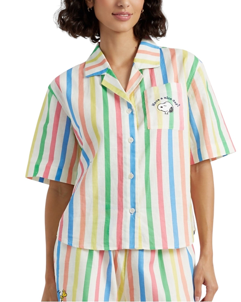 Chinti & Parker Women's Linen-Cotton Snoopy Stripe Shirt