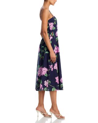 Linen Floral Square Neck Midi Dress - Exclusive