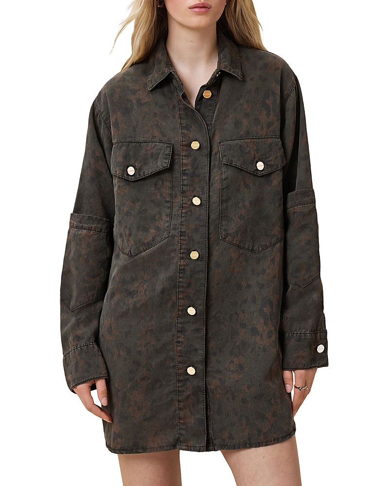 Allsaints Faye Long Sleeve Shacket Minidress