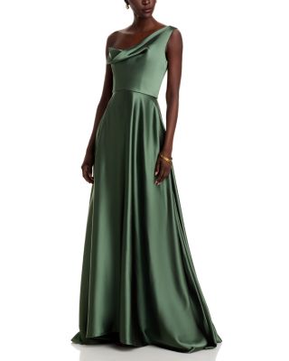 One Shoulder Drape Front Gown