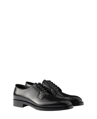 Prada - Men's Brushed Leather Lace-Up Shoes