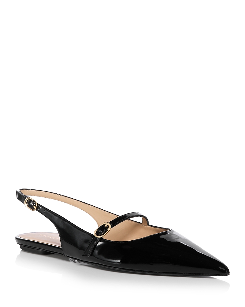 Stuart Weitzman 'emilia' Black Slingback Sandals With Adjustable Strap Closure In Black
