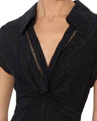 Alice+Olivia■Mila Eyelet Deep V Neck Dress■ドレス Alice + Olivia Mila Deep V-Neck Cotton & Linen Eyelet