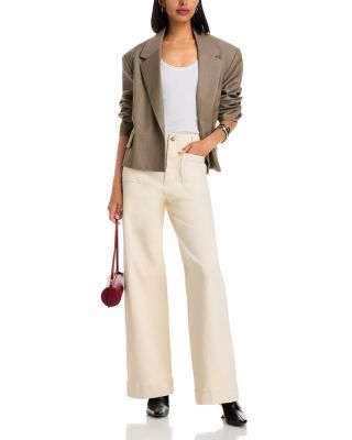 High Rise Wide Leg Jeans in Ecru - Exclusive