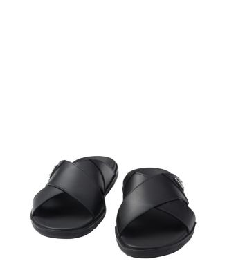 Men's Leather Crisscross Slides