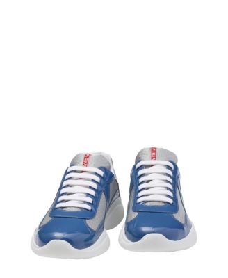 Men's Patent Leather and Technical Fabric America's Cup Sneakers in Dark Blue