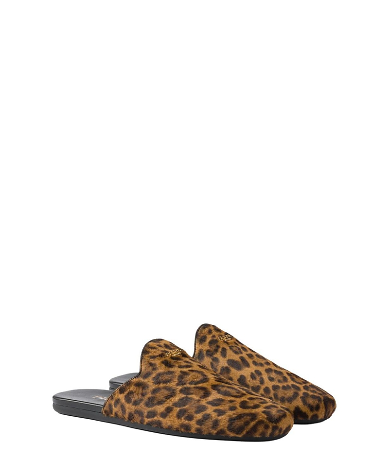Prada Leopard-print Leather Mules In Neutral
