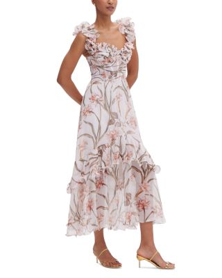 Botanic Flutter Sleeve Hi Low Maxi Dress