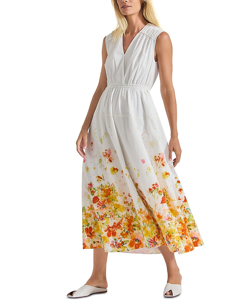 Derek Lam 10 Crosby Nara Border Print Cotton Maxi Dress In Multi