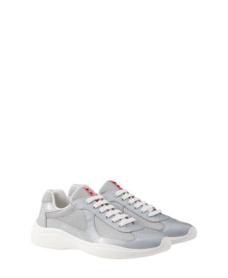 Men's Patent Leather and Technical Fabric America's Cup Sneakers in Grey