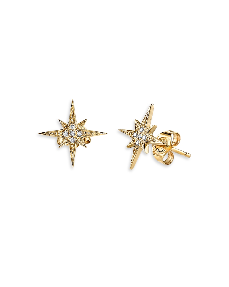 Sydney Evan 14k Yellow Gold Diamond Starburst Mini Stud Earrings