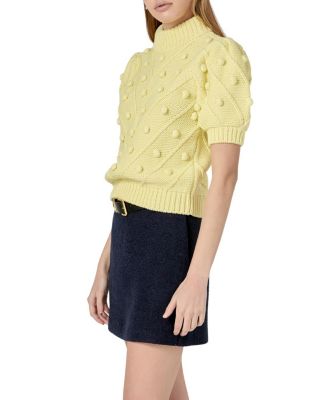 Women's Pom Pom Puff Sleeve Sweater