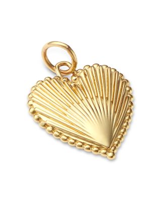 14K Yellow Gold Fluted Heart Charm Pendant