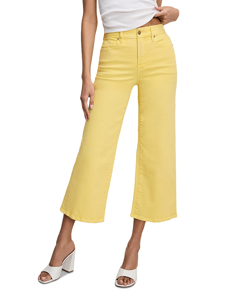 Good American Good Waist Cropped Palazzo Jeans in Lemon