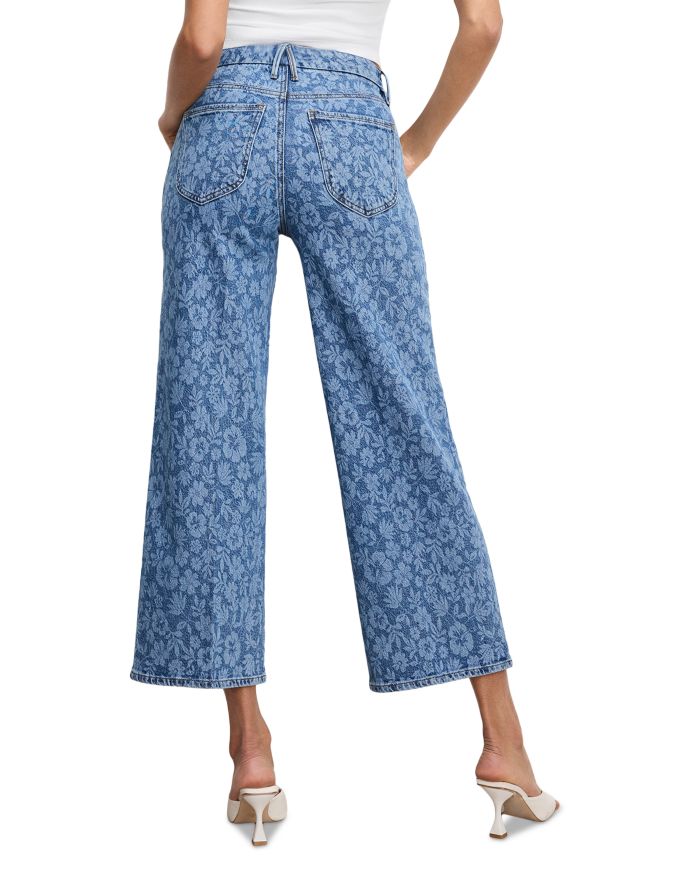 Good Waist Cropped Palazzo Jeans Hibiscus Bloom
