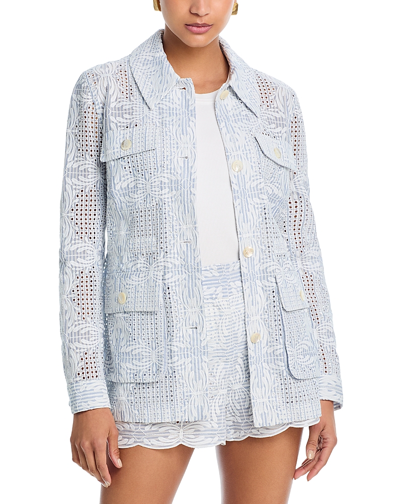 Veronica Beard Kiki Embroidered Eyelet Jacket In White