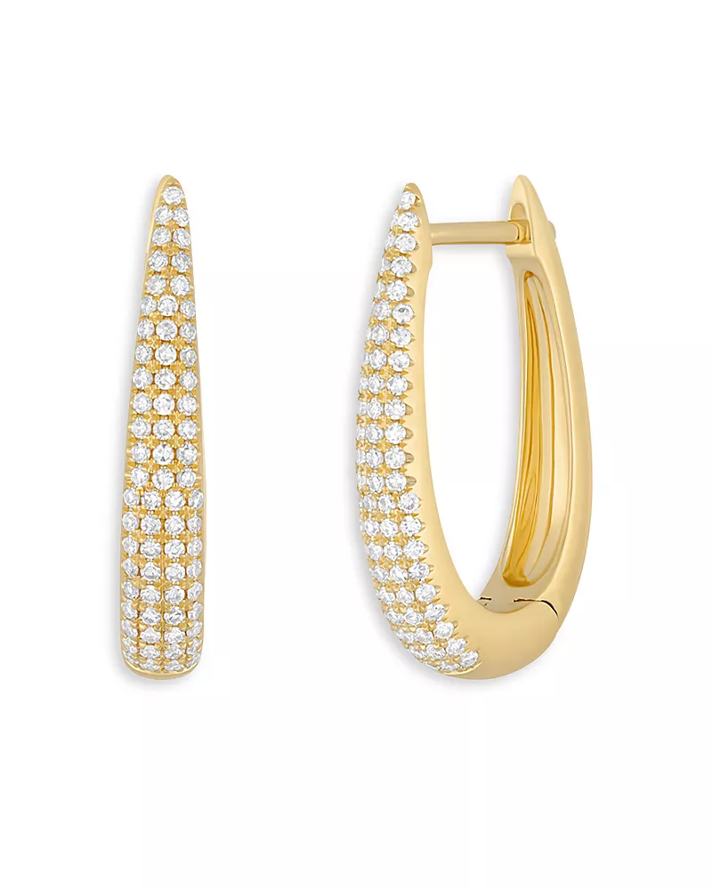 Ef Collection 14K Yellow Gold Diamond Maeve Hoop Earrings