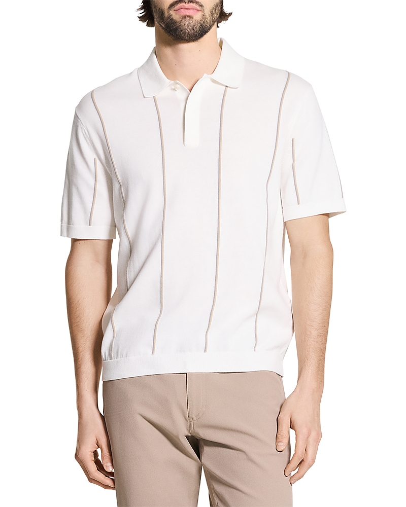 Theory Short Sleeve Striped Polo in Tactile Cotton
