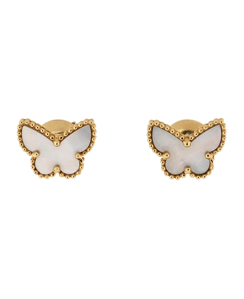Pre-owned Pre-owned Van Cleef & Arpels Van Cleef & Arpels Sweet Alhambra Butterfly Stud Earrings 18k Gold And Mother Of Pearl