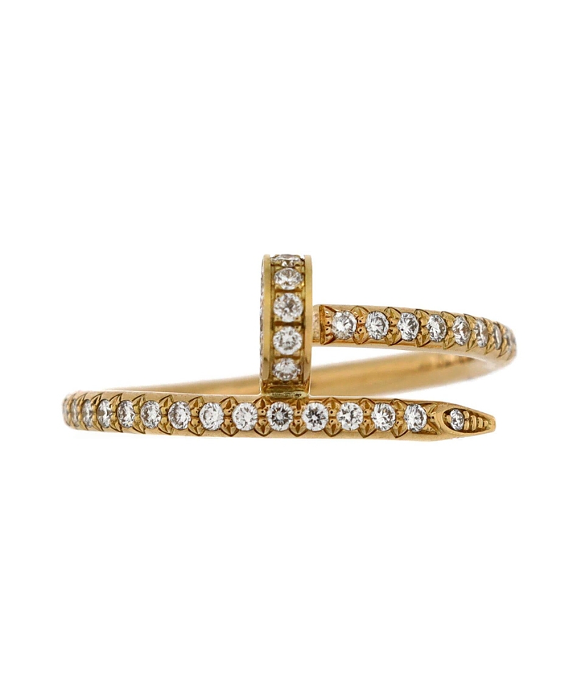 Pre-owned Pre-owned Cartier Cartier Small Juste Un Clou Paved Ring 18k Gold With Diamonds