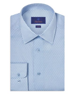 David Donahue - Trim Fit Twill Neat Print Dress Shirt