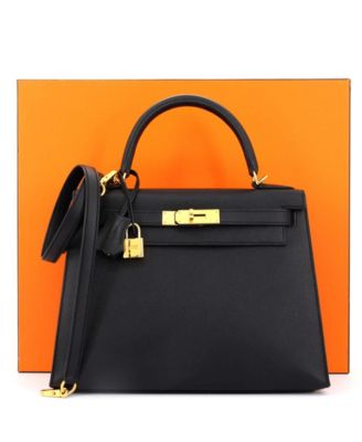 Kelly 28 Handbag Black Epsom with Gold Hardware