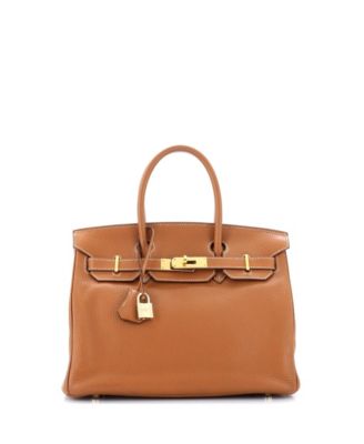 Pre-Owned HERMÈS - Birkin 30 Handbag Brown Clemence with Gold Hardware