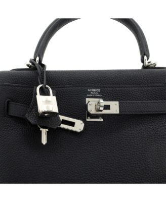 Kelly 25 Handbag Black Togo with Palladium Hardware